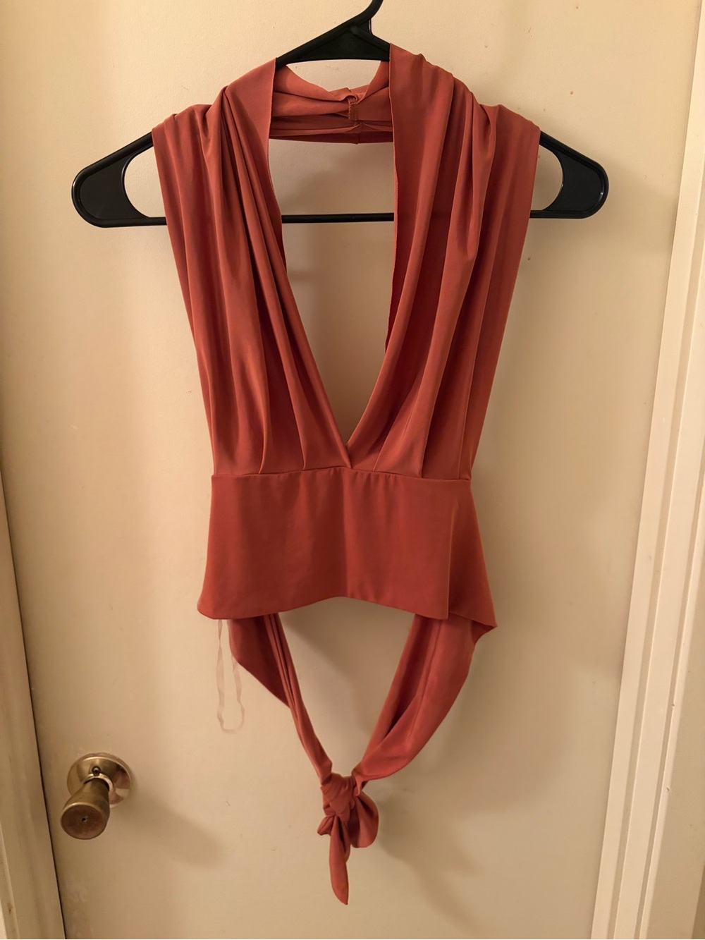 Sabora Rust Tie-Back Deep V Bodysuit